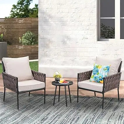 4-Piece Set, Wider Outdoor Metal Seating Sofa ,High Back & Loveseat, Coffee Table, All Weather Metal