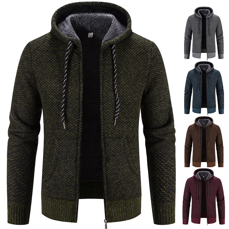 Male Knitted Casual Jackets, Hood Men's Sweater Coat Y2K Baseball Jumpers Jersey Top Clothing