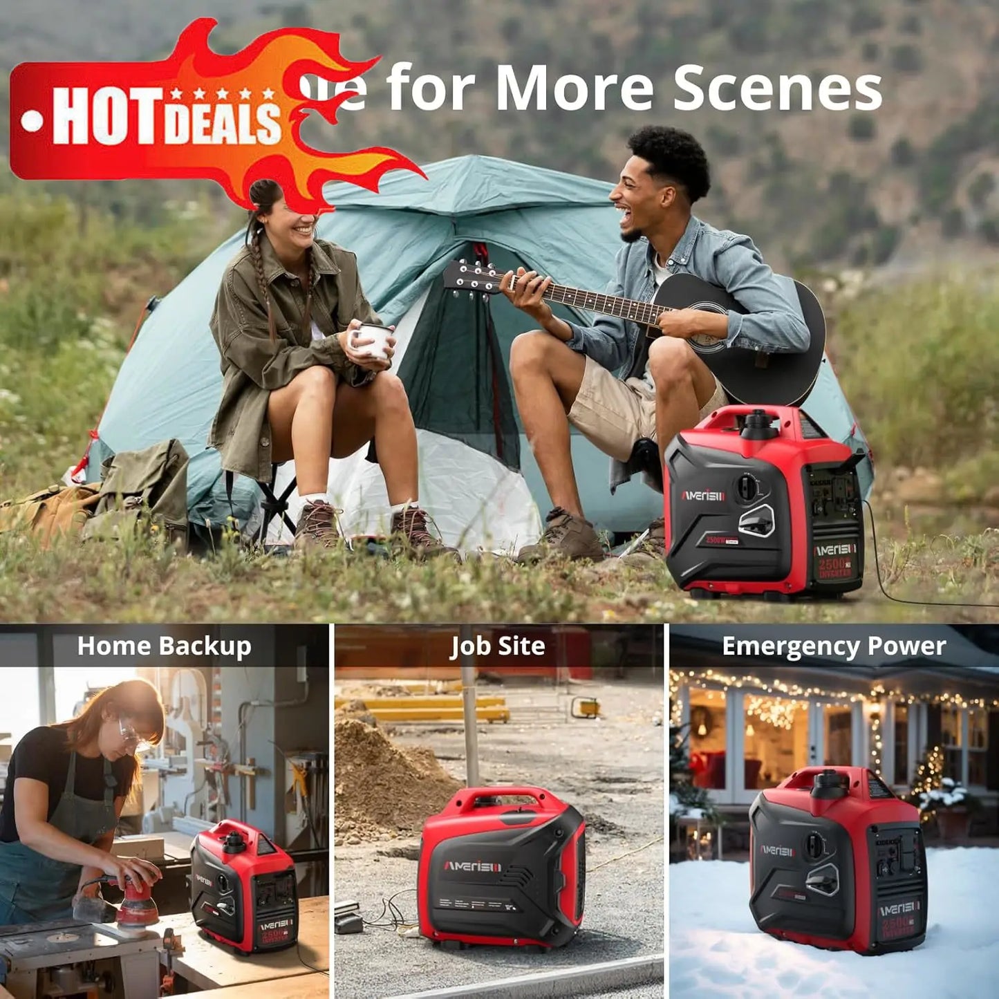 EPA Compliant 25Version,500-Watt GAS Powered Portable Inverter/Gen,CO Sensor, Super Quiet.NOT SOLAR