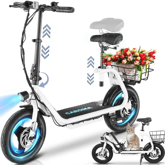 Peak 500W/800W/1200W E-Scooter,30Miles Long Range, 14" Tire, 20MPH Top Speed, Adjustable E-Scooter