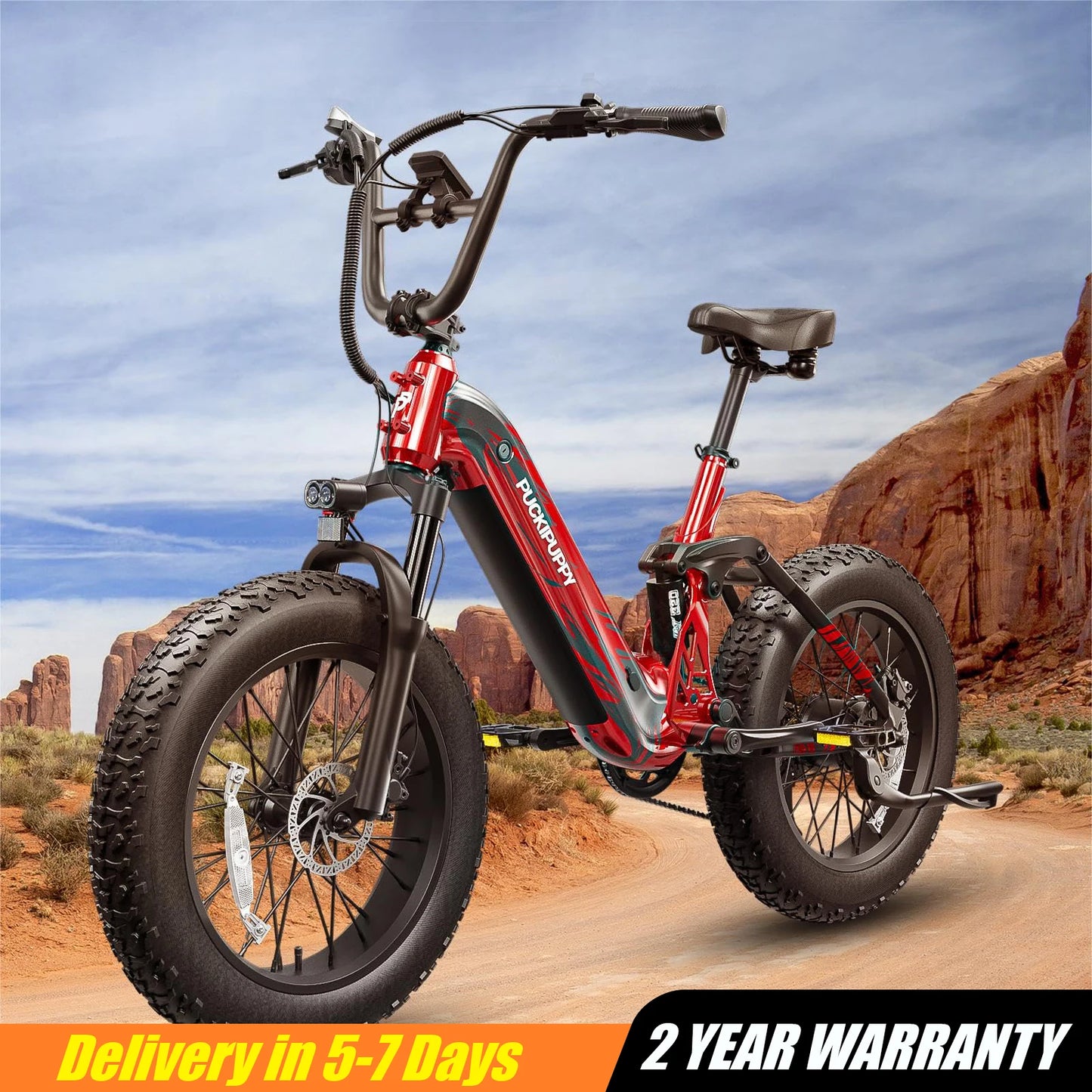 PUCKIPUPPY Corgi E-Bike Mountain20'' Fat Tire 960W 48V 20Ah Full Suspension, 2-Year Warranty
