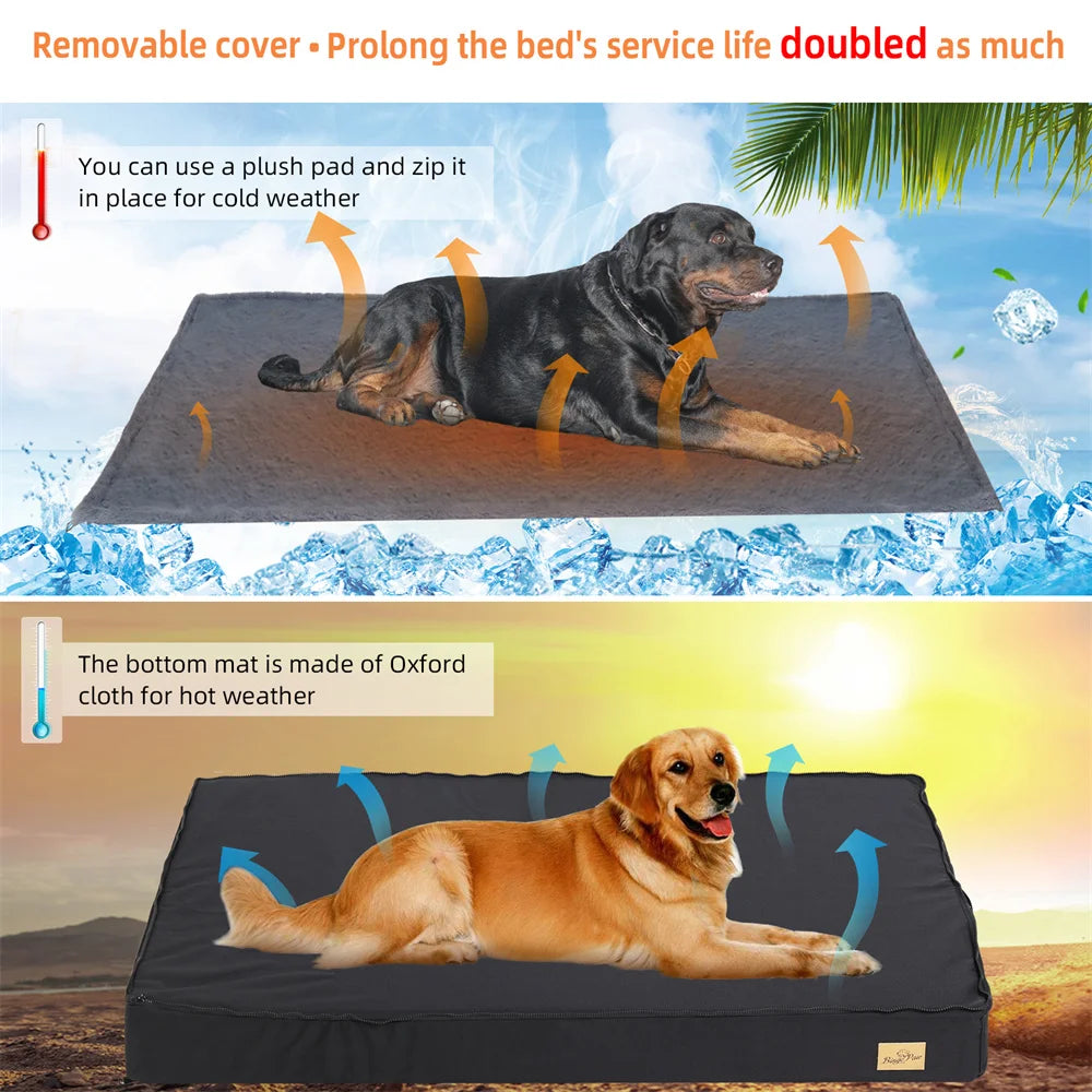 Large Orthopaedic Waterproof Cushion Pet Mattress 2 In 1 Pet Dog Crate Bed with Removable Cover