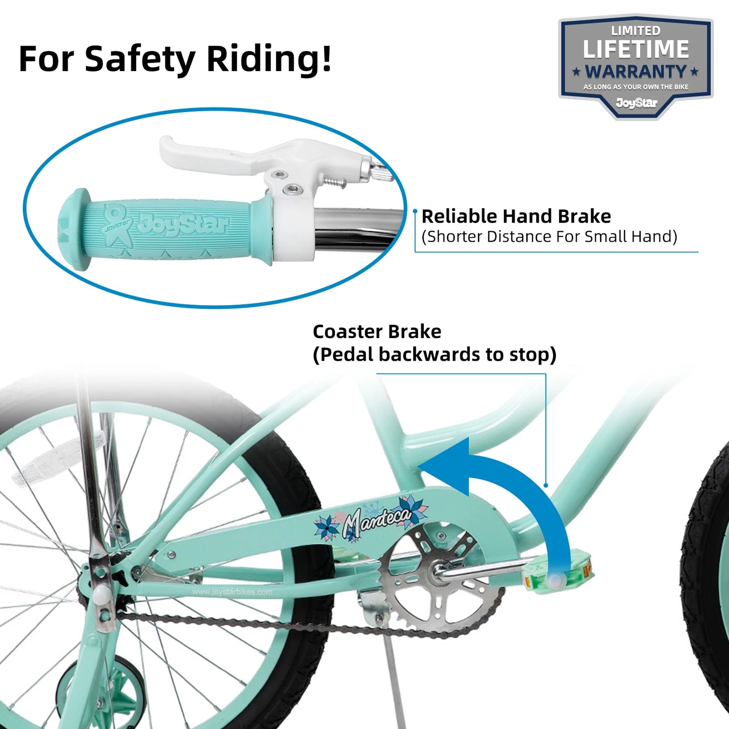 20 Inch Girls Bike,Training Wheels, Banana Seat, Girls Ages 7-12 Years Old,Handbrake/ Coaster Brake