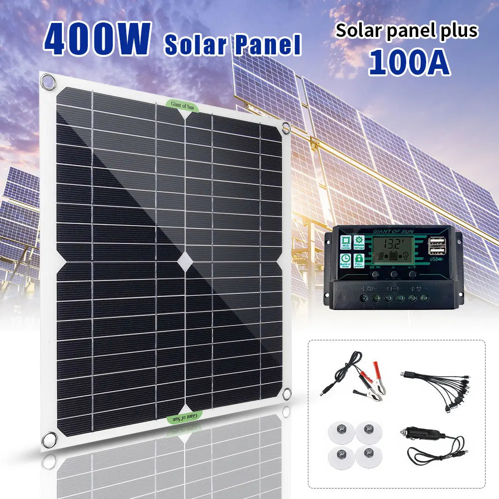 400W High-Efficiency Flexible Solar Panel 12V Solar Panel Battery Charging ControllerInverterHome