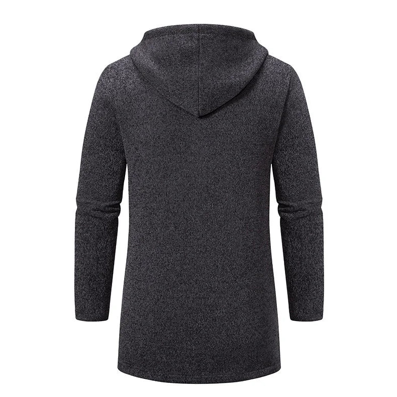 Winter Men's Thickened Hoodies Jacket  Long Sleeve Sweatshirts Cardigan  Solid Color Tops Overcoat