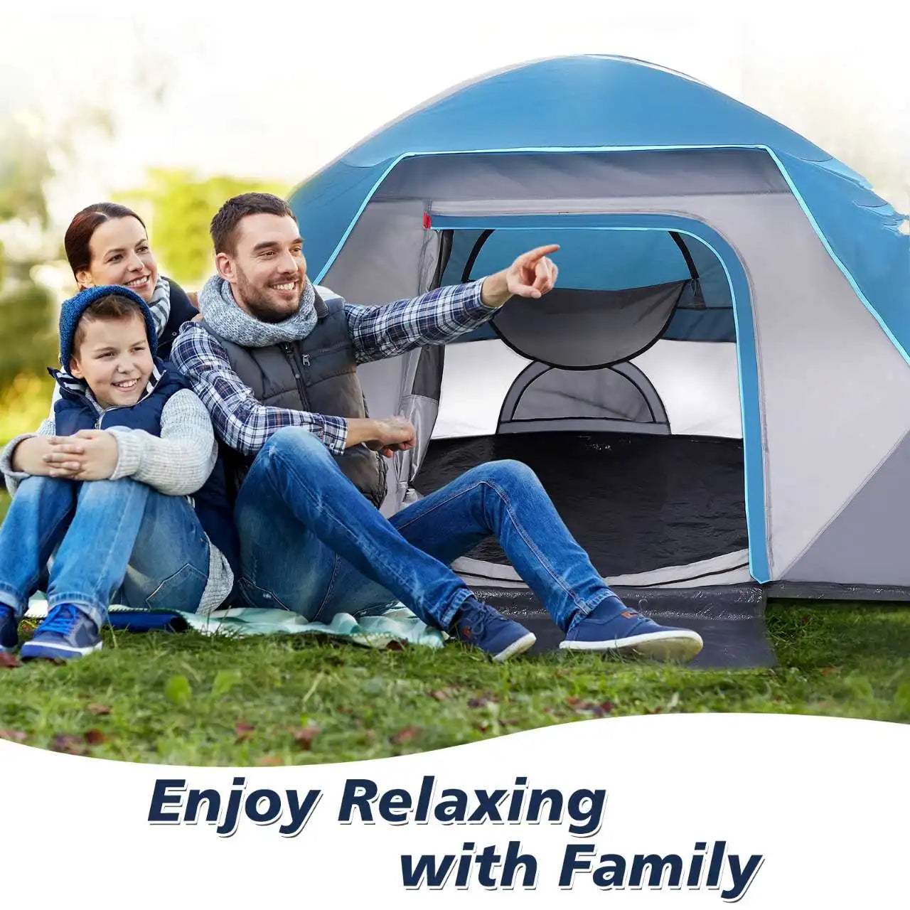 Camping Tent Easy Set up  4 Person to 6 Person Sunshade For Hiking Backpacking Traveling Shelter