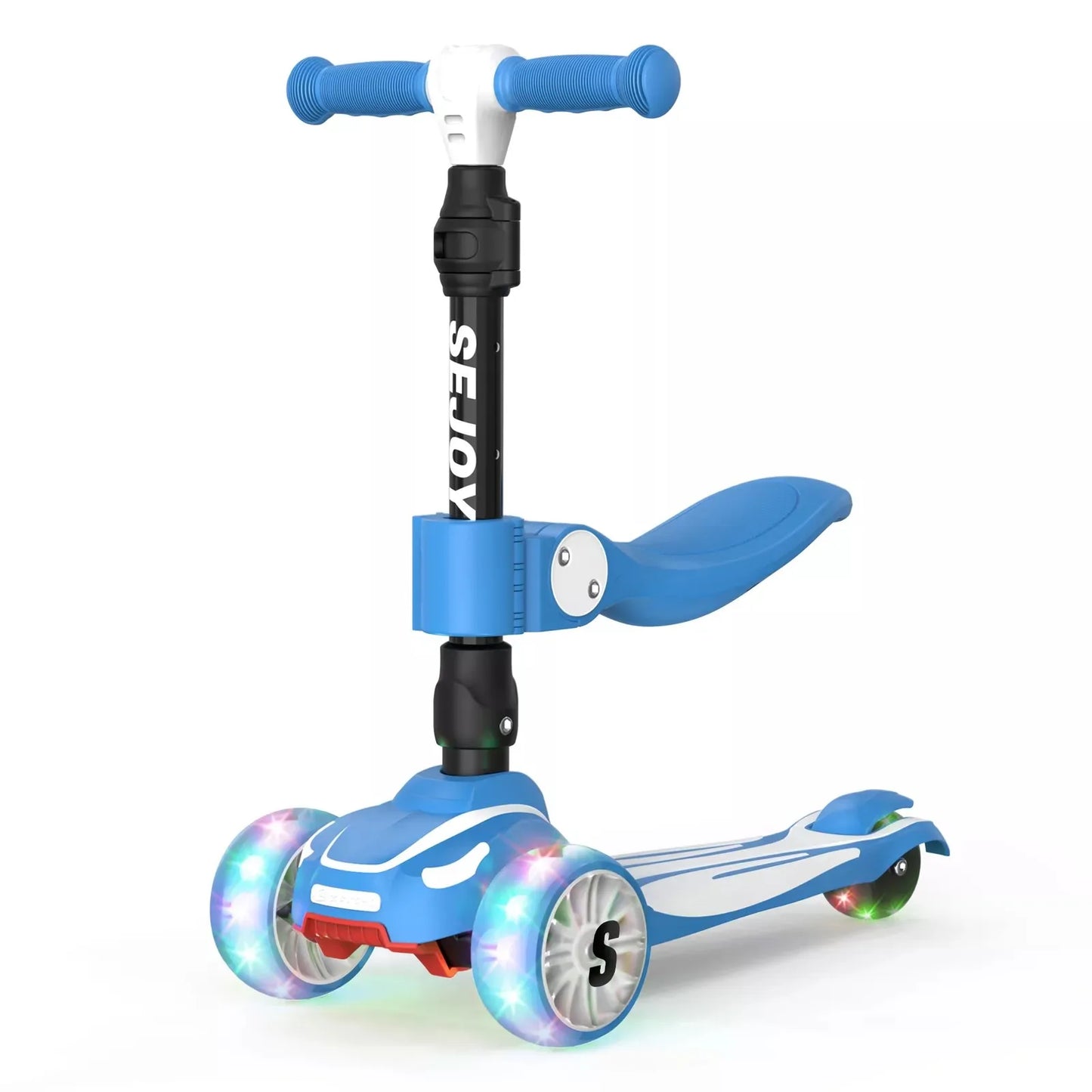 Toddler Kick Scooter,Childrens Foldable Seat Outside Bike Toy Scooter, Adjustable Height/Handlebars