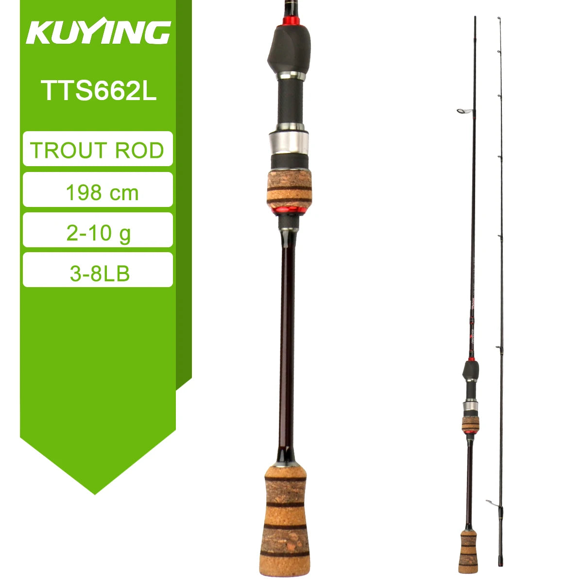 LUL SUL 5'2" 6' 6'3" 6'4"6'2" 6'6" Fishing Rod Lure,Spin/cast FUJI Carbon 1-4g 0.8-3g 2-10g M-Fast