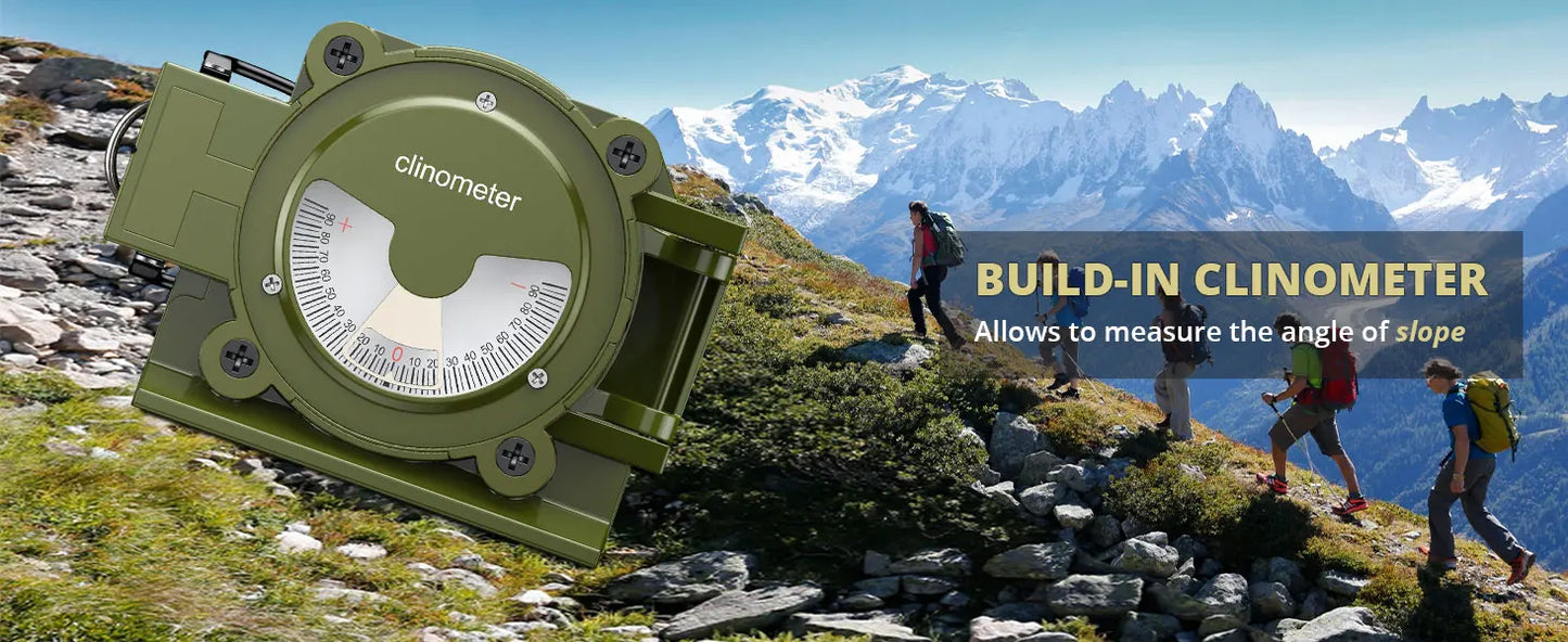 Compass, Clinometer, Strong Magnetic Intensity 3000 Gauss Professional Military Compass Waterproof