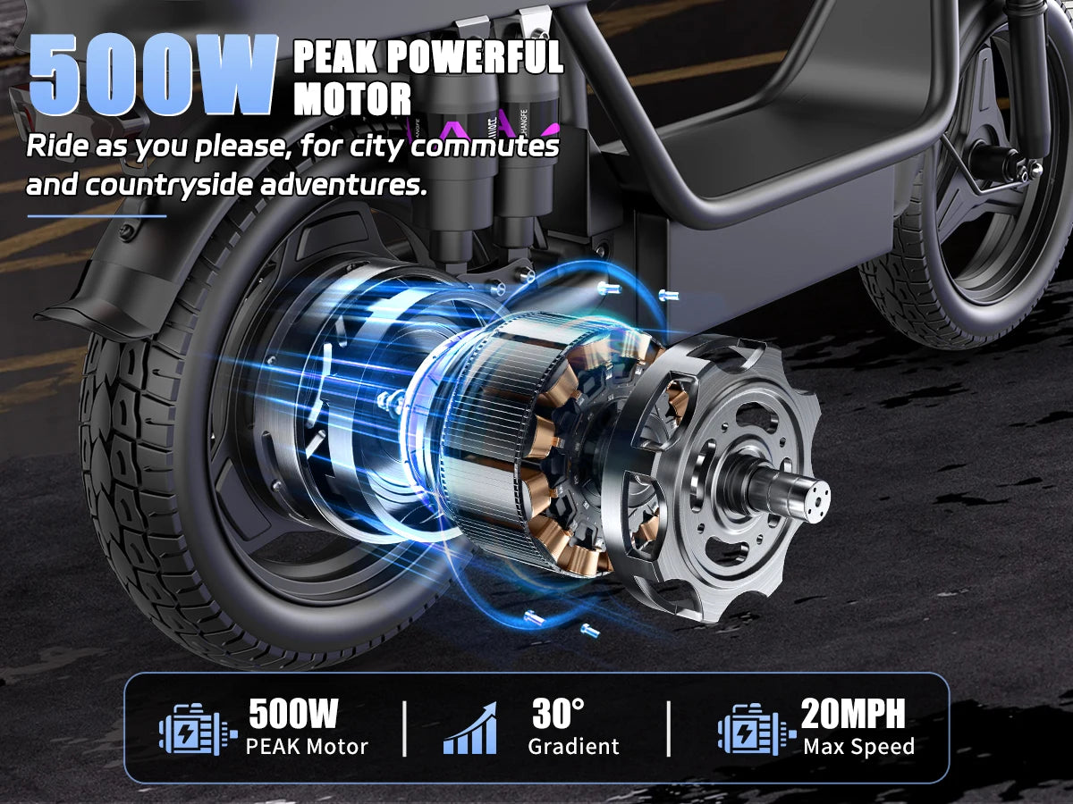 Folding Electric Scooter, 700W Peak Motor 48V 17.5Ah 300lbs Max Load,10 Full Shock Foldable