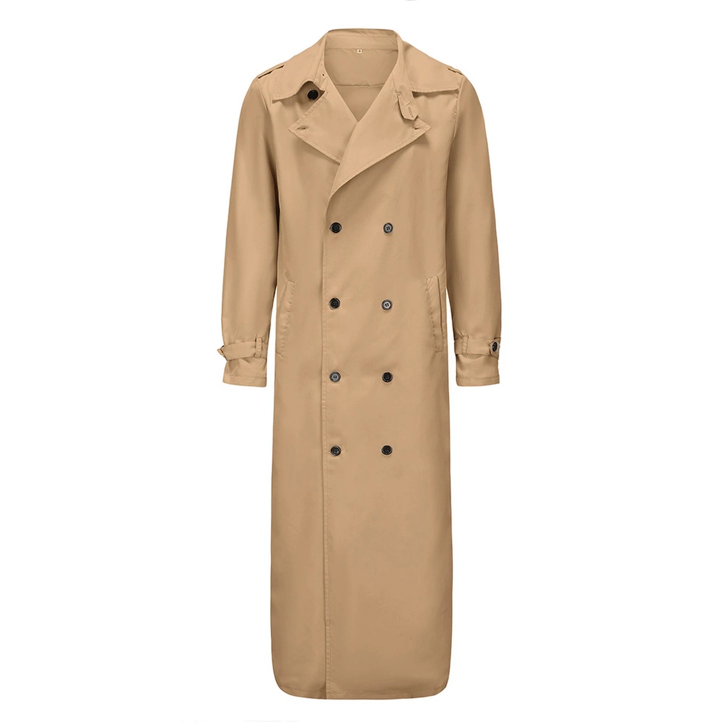 Men s Classic Wool Blend Trench Coat, Removable Belt, Notched Lapel Collar Warm Winter Overcoat