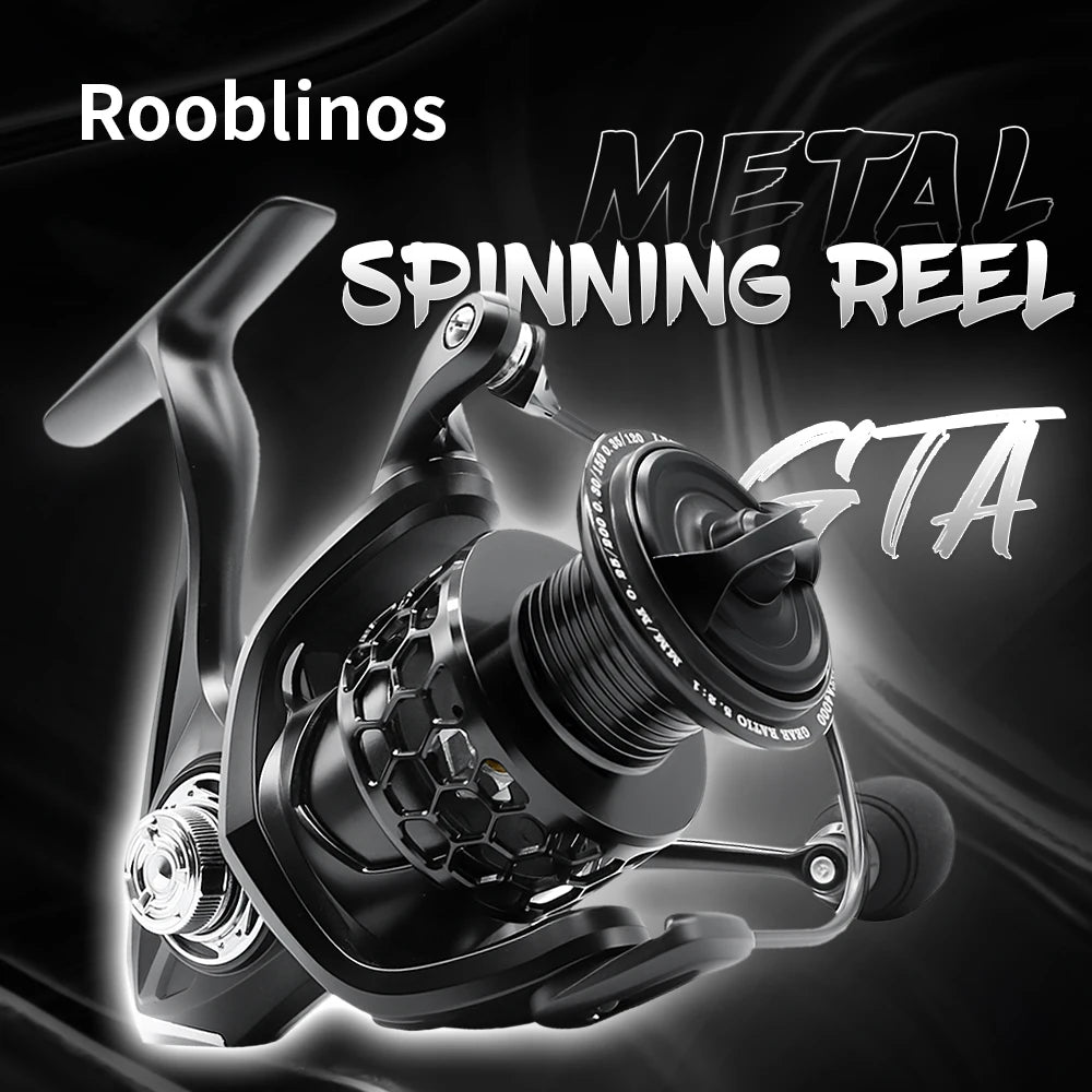 GTA2 Spinning Reel - 5+1 Bearings, 5.2:1 Gear Ratio, 15LB Drag Force, Metal Body, Anti-Reverse