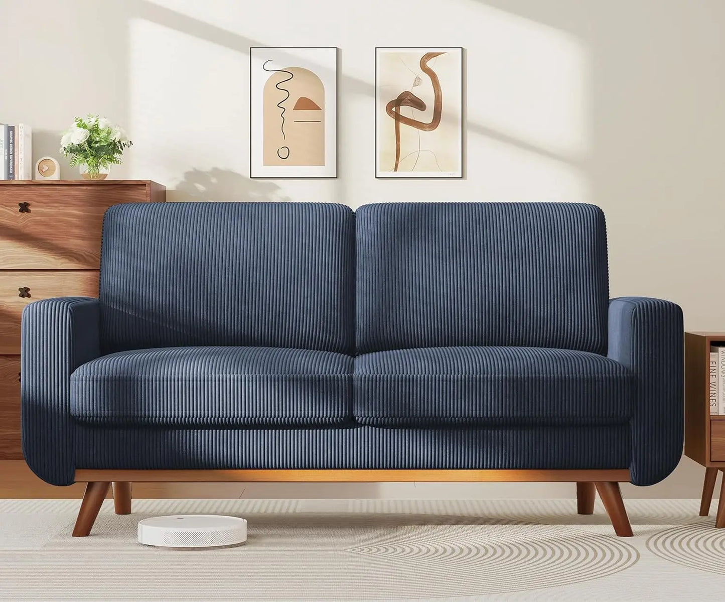 INDOOR 97" L-Shape Modular Sectional Sofa 3-Seat Corduroy Movable Otto green,black, Customized