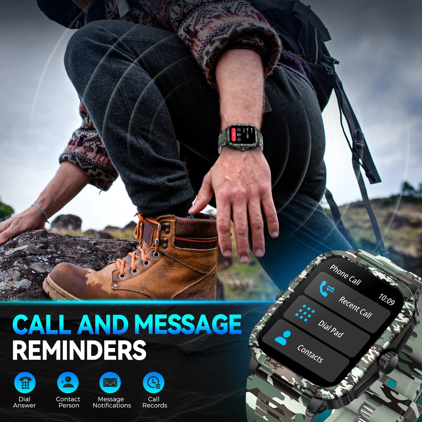 Smart Watch 3ATM Waterproof1.96" KT71 Fitness Tracker Heart Rate Bluetooth Call  Original Design