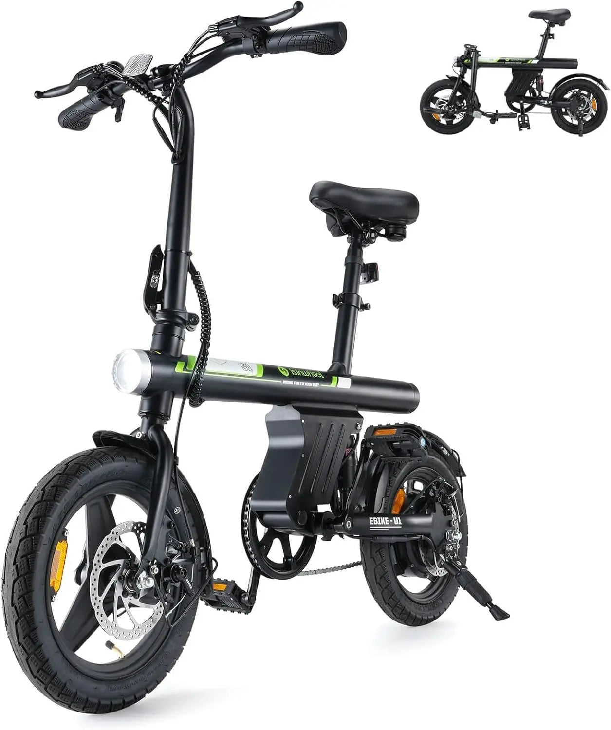 Electric Bike, Adults w/ Basket, 500W Motor, 20 mph Folding Ebike, 14"/16"  with Smart Uphill