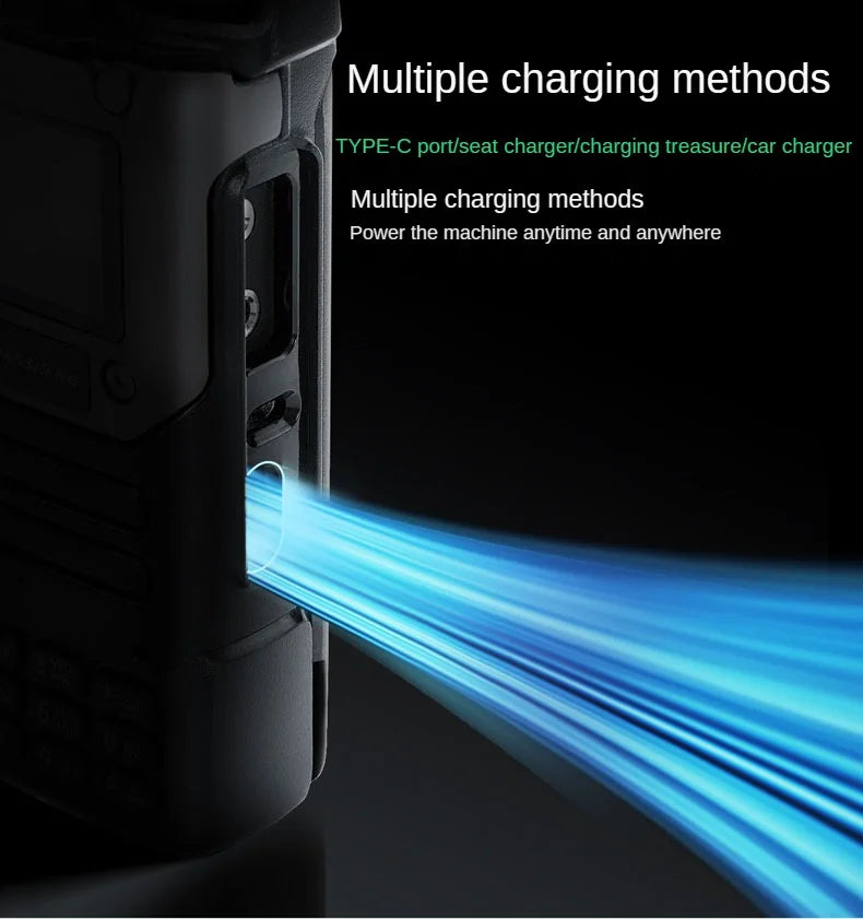 Walkie Talk5W Air Band Radio Type C Charge UHF VHF DTMF FM Scrambler NOAA Wireless Frequency 2Way CB