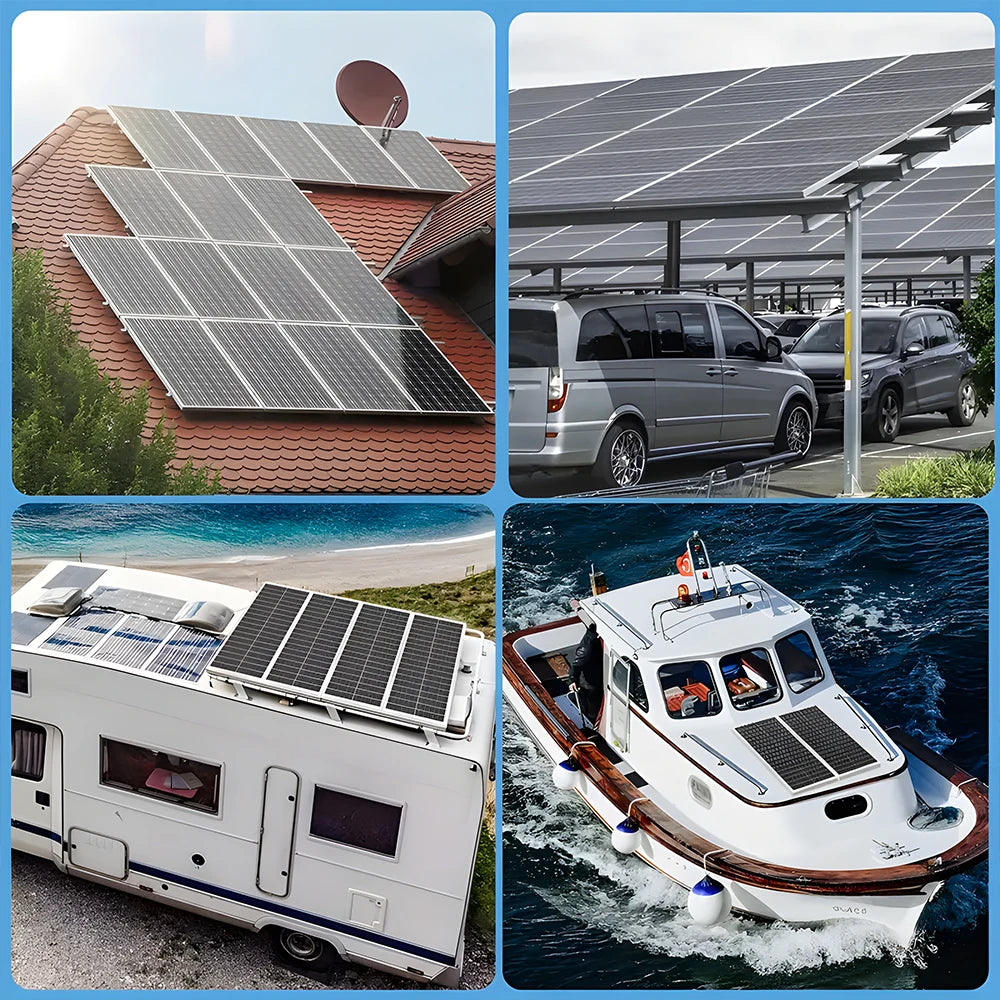 200W/100W 12V 12BB Monocrystalline Solar Panel High Efficiency Module Charge Battery for RV Trailer+