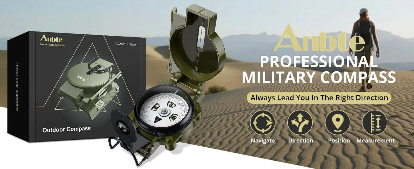 Compass, Clinometer, Strong Magnetic Intensity 3000 Gauss Professional Military Compass Waterproof