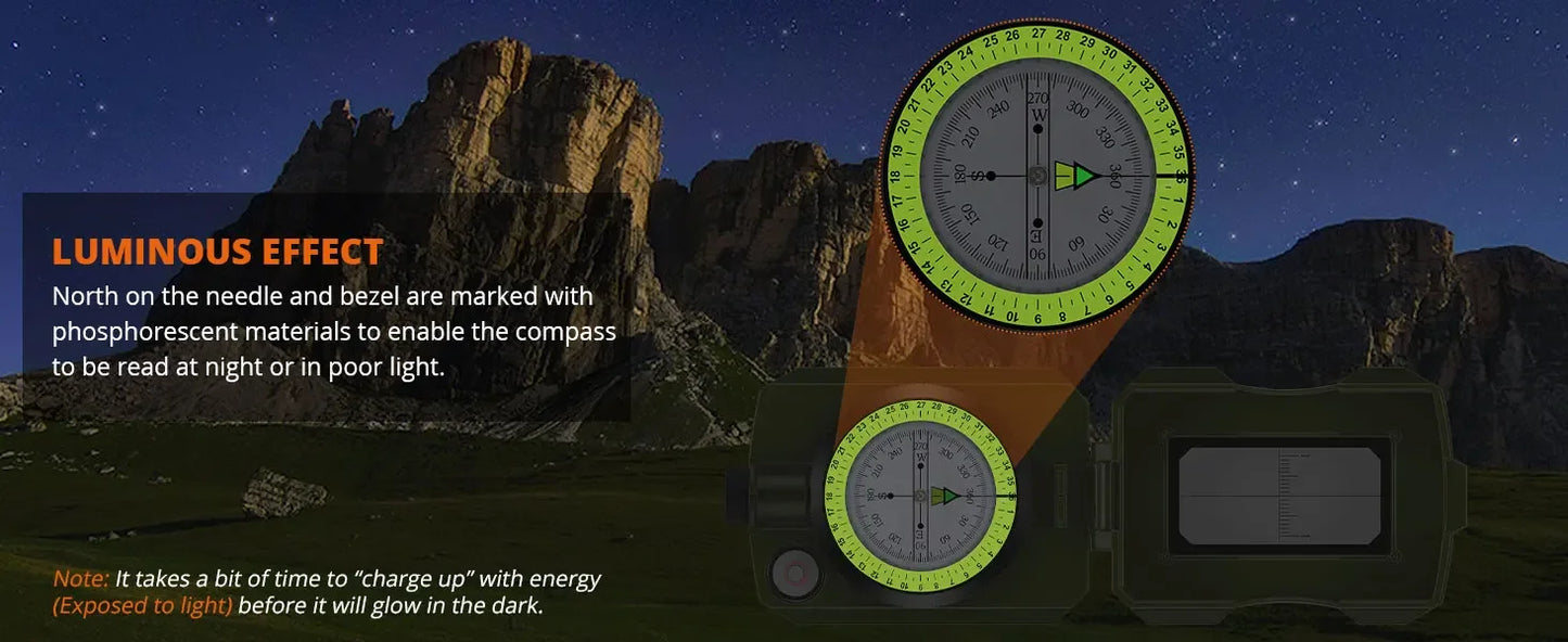 Proster Hiking Compass - Aluminium, Waterproof, Clinometer, Fluorescent Scale, Carry Bag (128 chars)