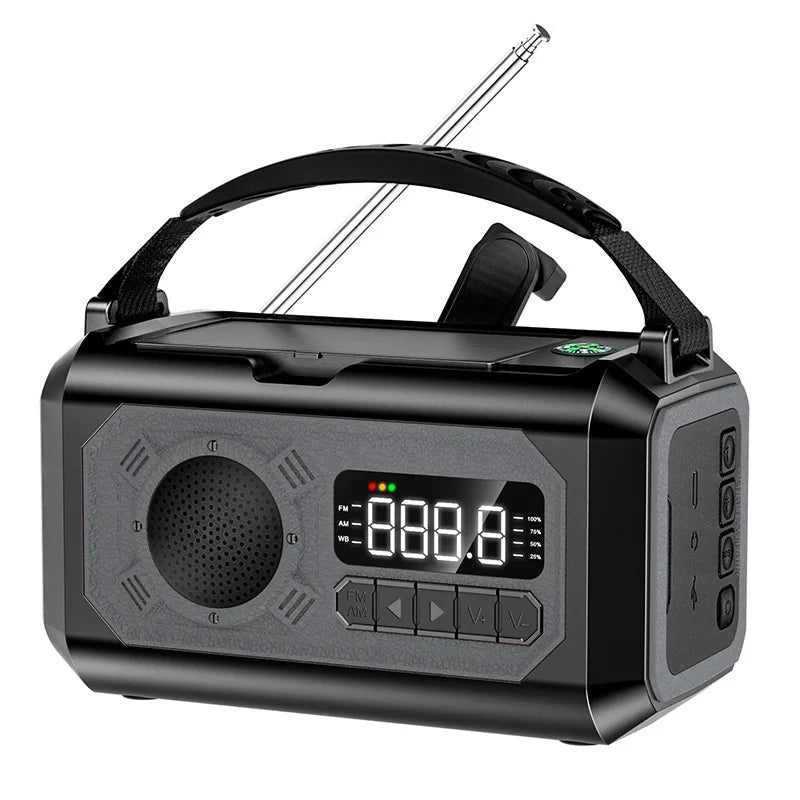 12000mAh Solar Hand Crank AM/FM/NOAA Weather Radio, 2 Solar Panels Multifunction Radio Reading Lamp