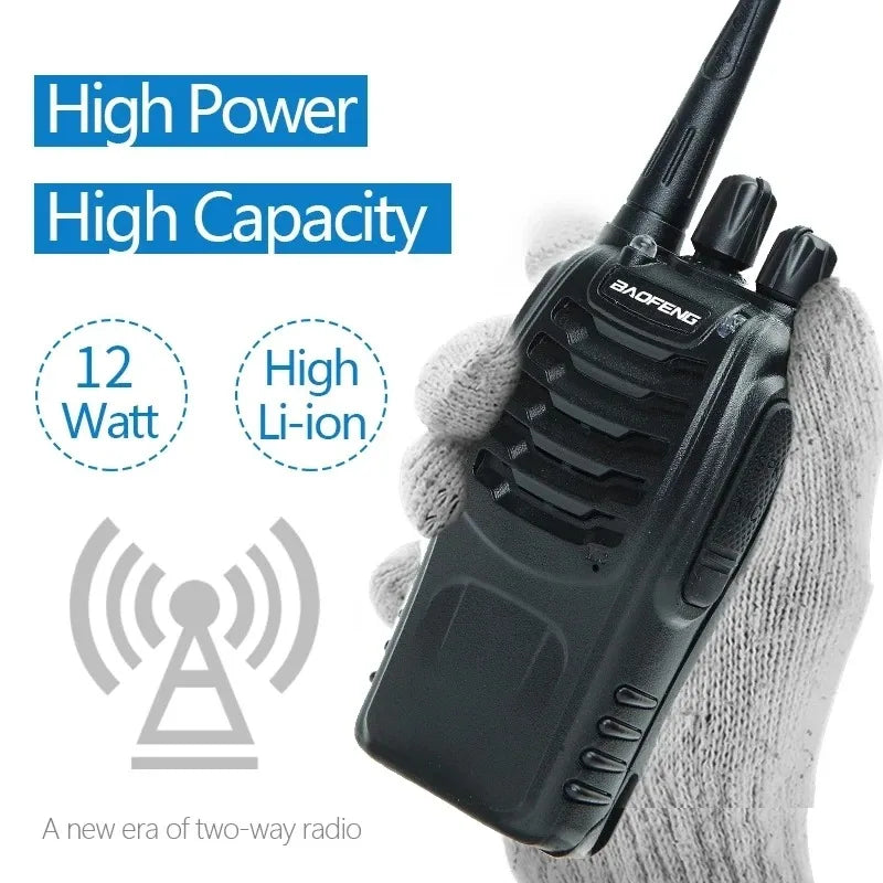 2Pcs BF 888S Walkie Talkie UHF 400 470MHz Long Range Two Way Ham Radios Transceiver, Hunting, travel