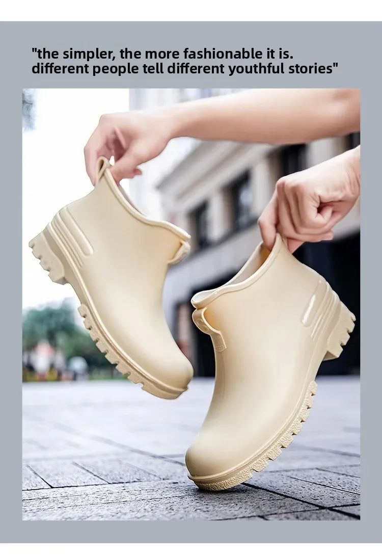 Thickened Style Outdoor Waterproof Non-Slip Portable Rain Boots Short Tube Ladies/MAN Rain Shoes