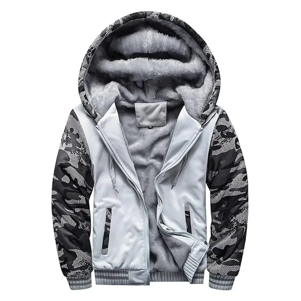 Men's Jacket Camouflage Thicken Winter Jackets for Men Fleece Long Sleeve Coat Man Casual Hoodies