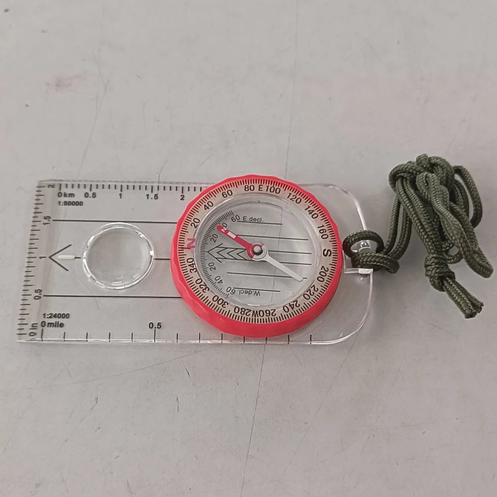 2-5PCS Luminous  Compass Shockproof Waterproof Travel Tools High Accuracy, Magnifier for Survival
