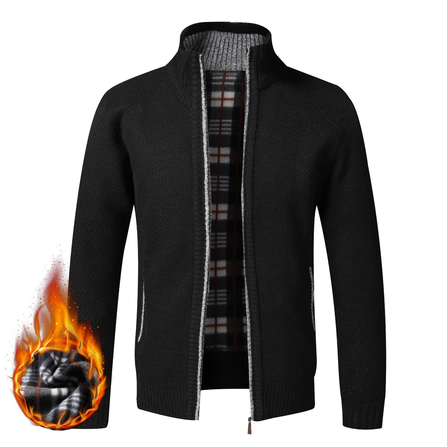 Winter Warm Cardigan Men Fleece Sweaters Full Zip Jackets Slim Fit Luxury Brand
