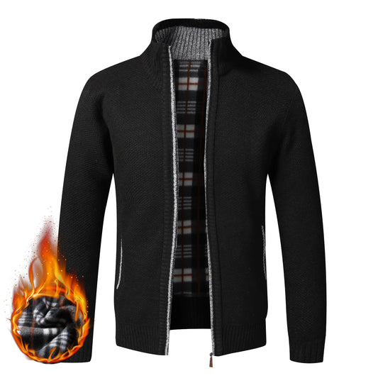 Winter Warm Cardigan Men Fleece Sweaters Full Zip Jackets Slim Fit Luxury Brand