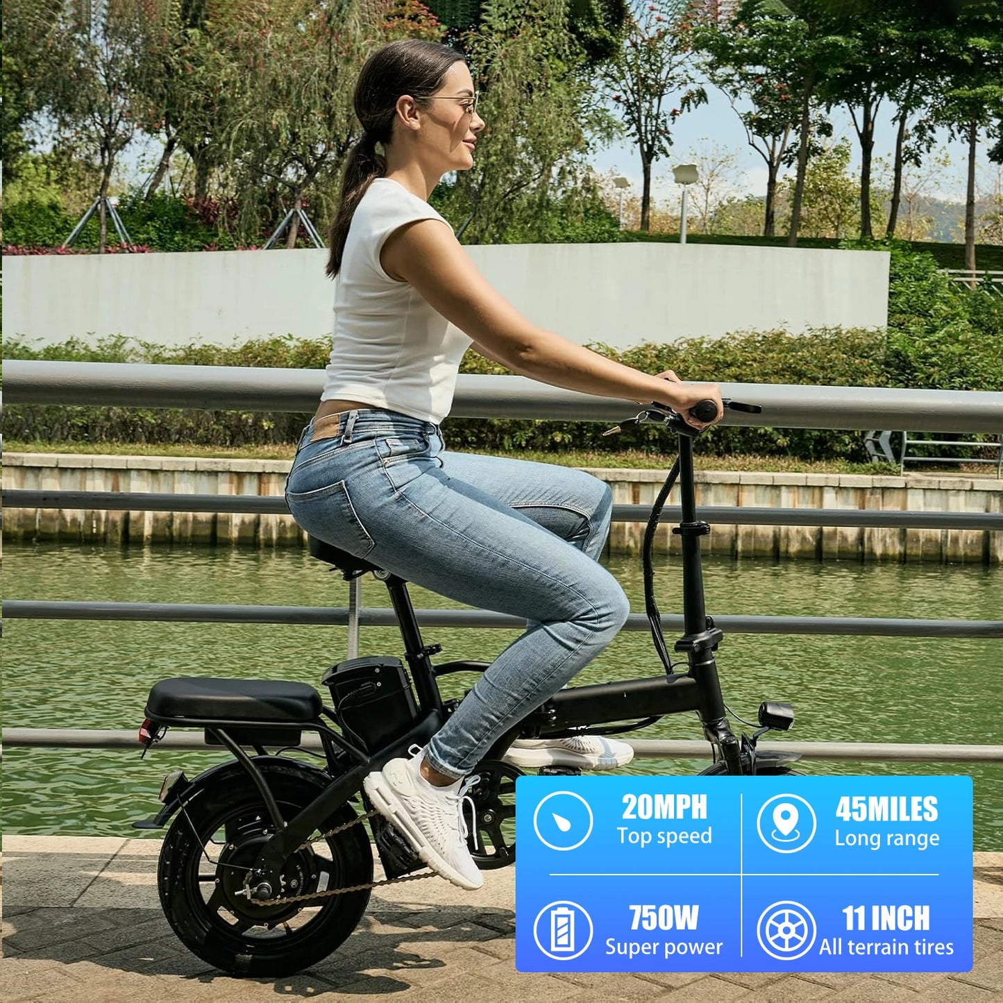 48V400W 10.4AH Foldable Electric Bike Child Dirt Bike E Bike Long Range With Basket Road Bikes