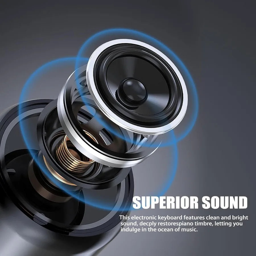 61 Key Portable Electronic piano Beginners,Builtin Speakers Microphone Adjustable Sheet Music Stand