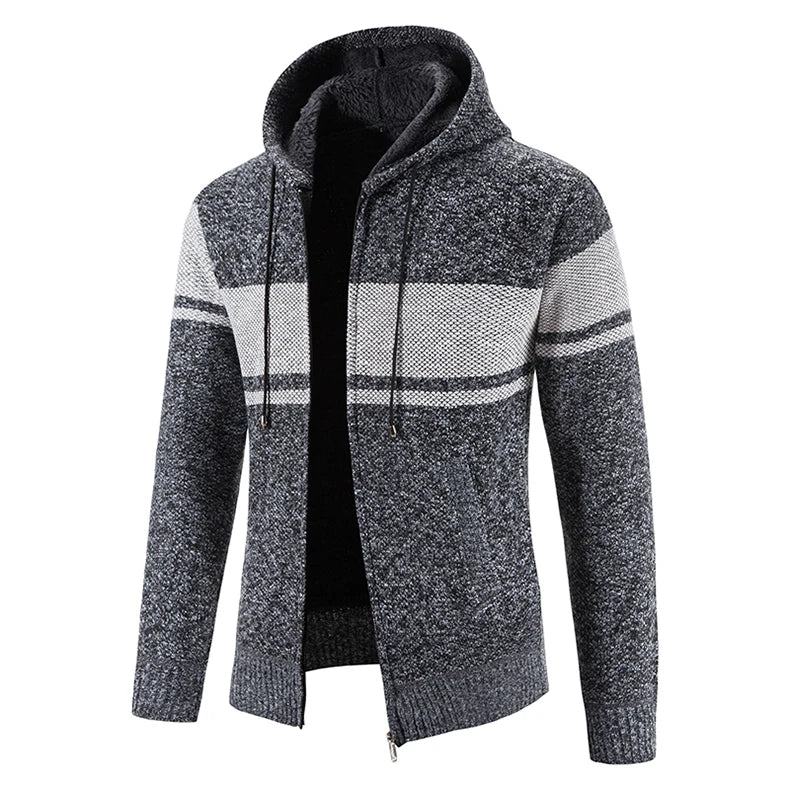 Male Knitted Casual Jackets, Hood Men's Sweater Coat Y2K Baseball Jumpers Jersey Top Clothing
