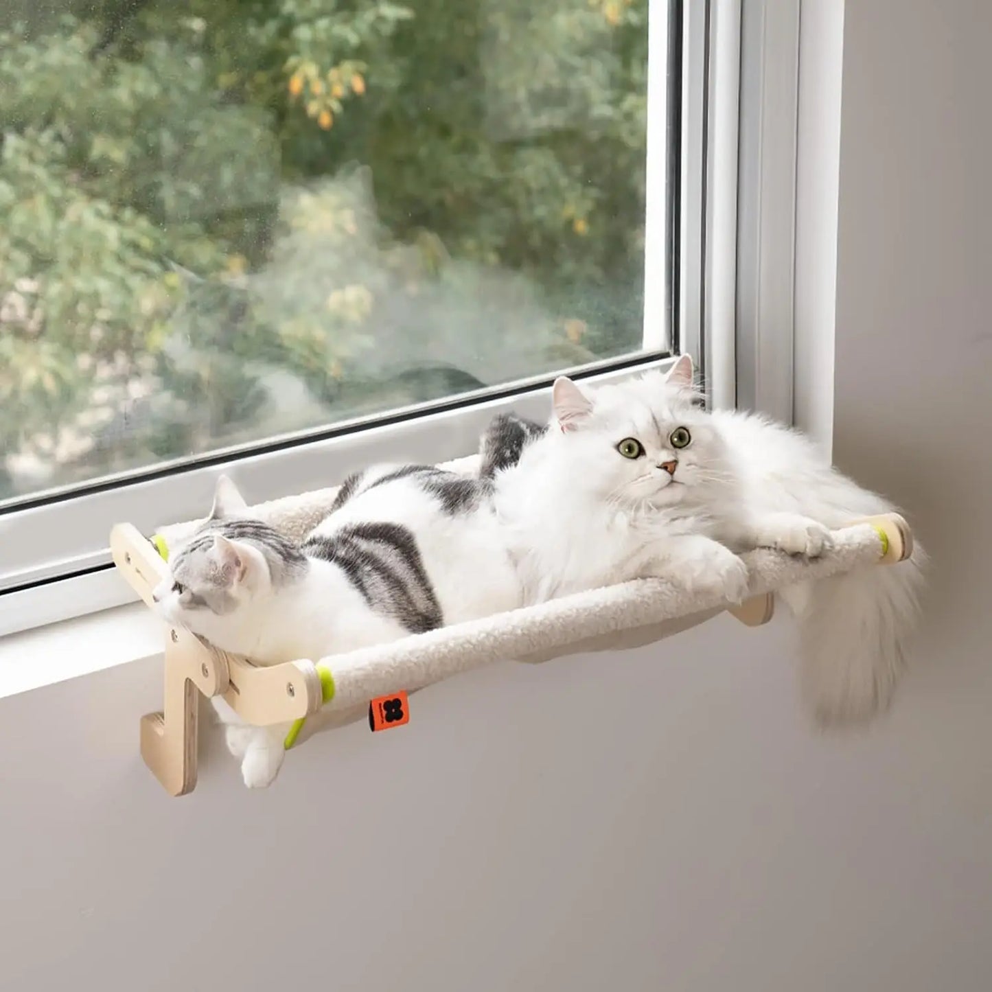 Cat Window Perch Lounge Mount Hammock  Bed Shelves f Drilling No Suction Cup Large Beige