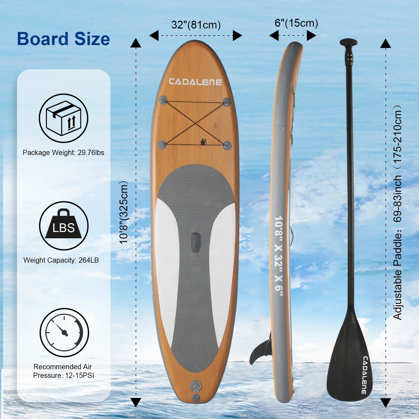 CADALENE Inflatable Paddle Board, Stand Up,adult, Sup Board with Premium Sup Accessories