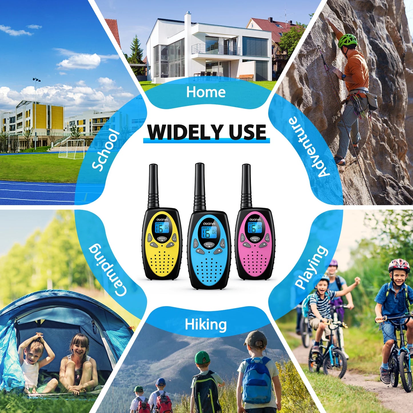 Walkie Talkies chargeable 3 Pack for Kids Adults, 2 Way Radios,1200 mAh Li-ion Battery 22 Channels
