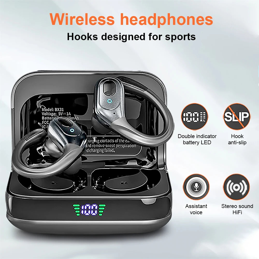 TWS Wireless Bluetooth Earphone Headset 5.3 Sports ear-hook Stereo noise reduction Earbuds HD Call