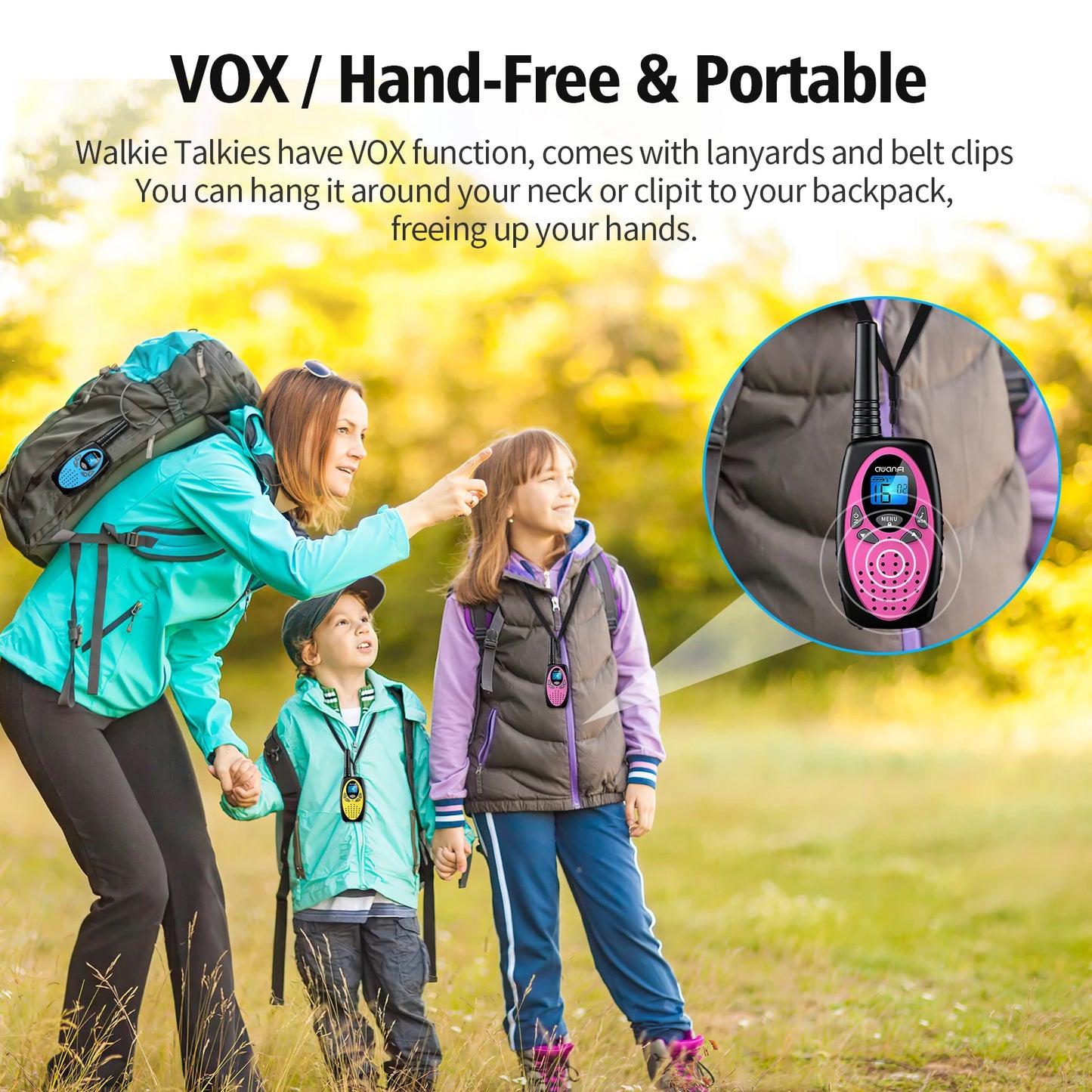 Walkie Talkies chargeable 3 Pack for Kids Adults, 2 Way Radios,1200 mAh Li-ion Battery 22 Channels