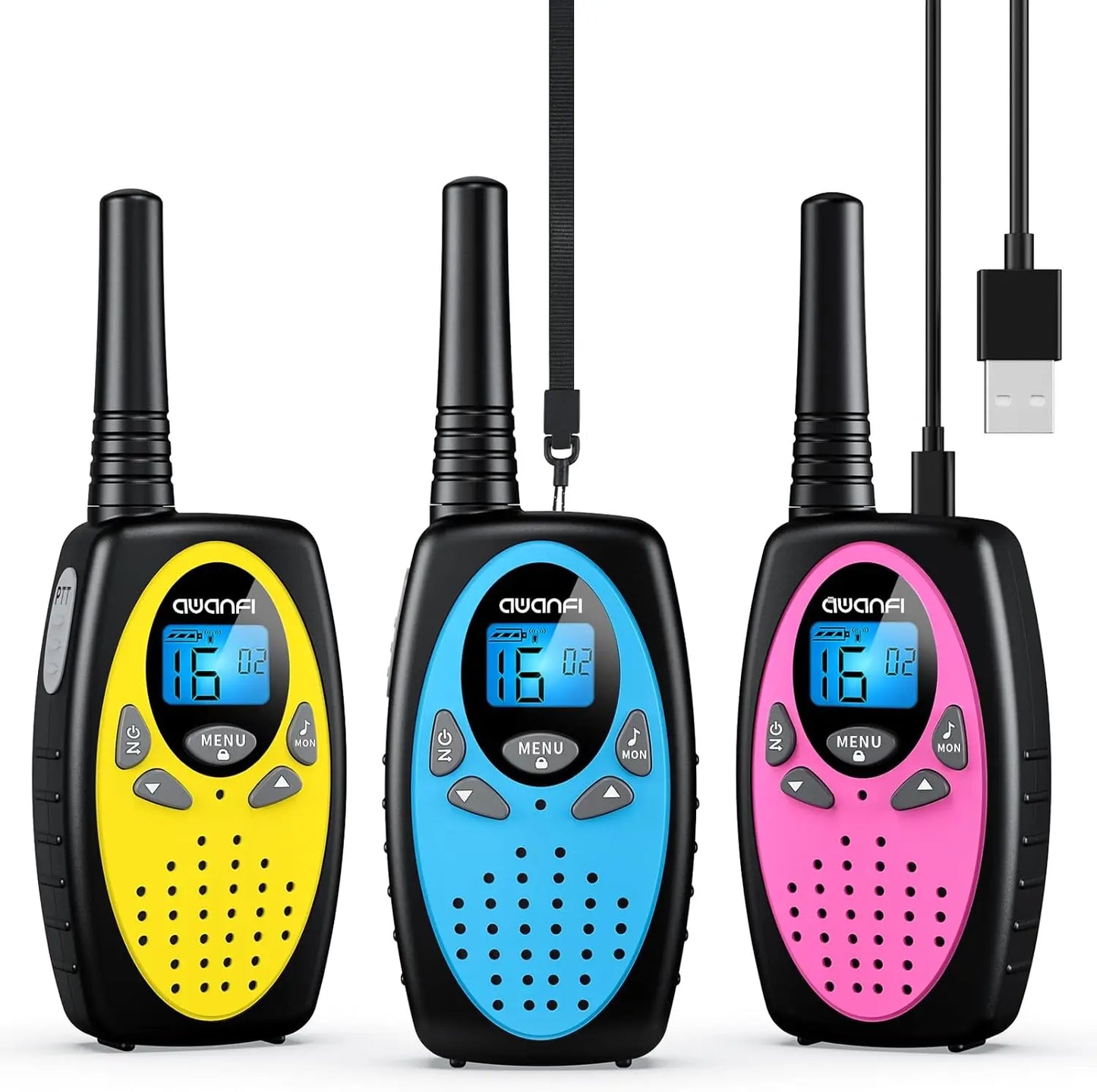 Walkie Talkies chargeable 3 Pack for Kids Adults, 2 Way Radios,1200 mAh Li-ion Battery 22 Channels