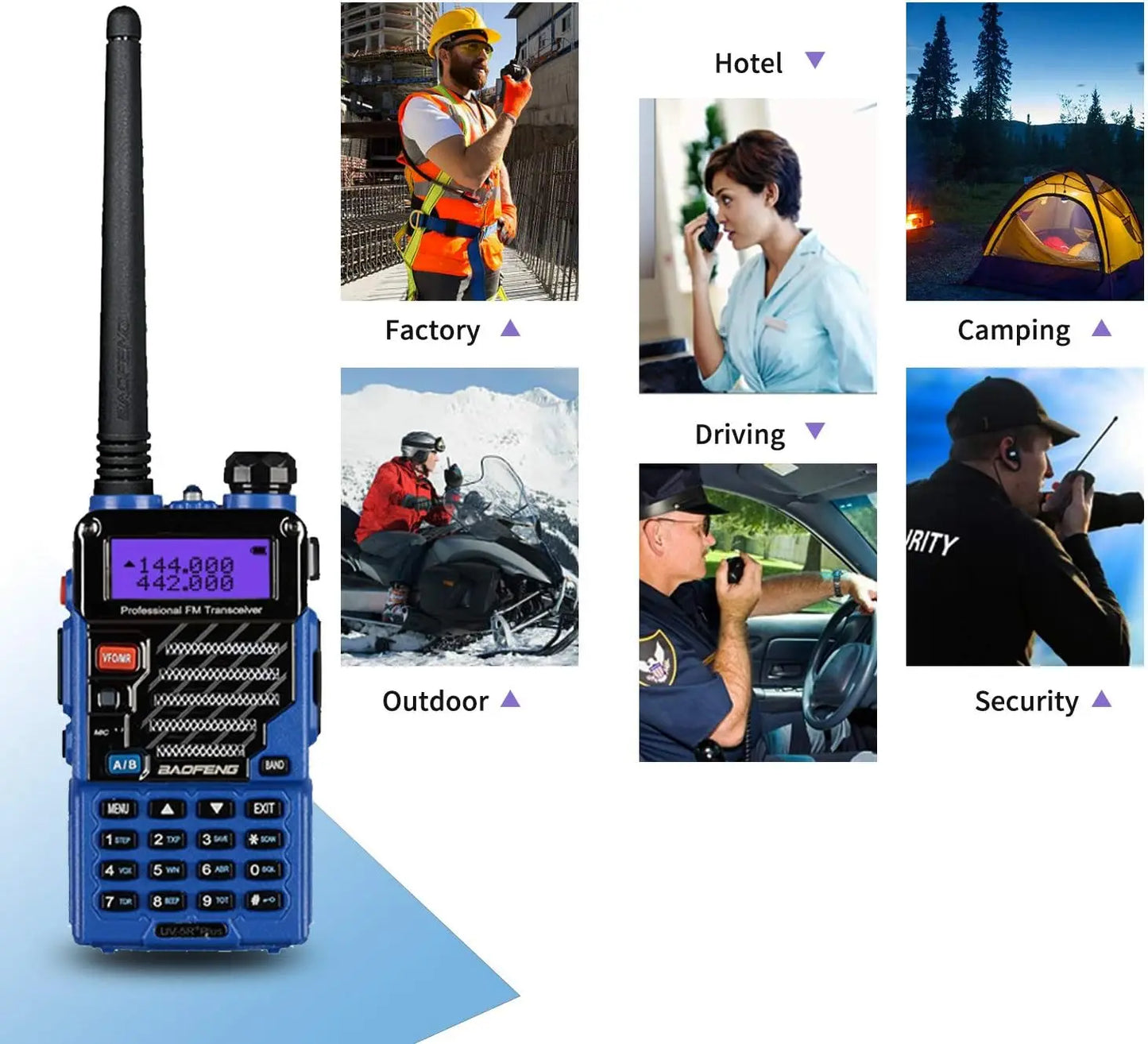UV-5R+ Plus Two Way Radio, Long Range Rechargeable with Earpiece, Walkie Talkie,144-148 420-450MHz,