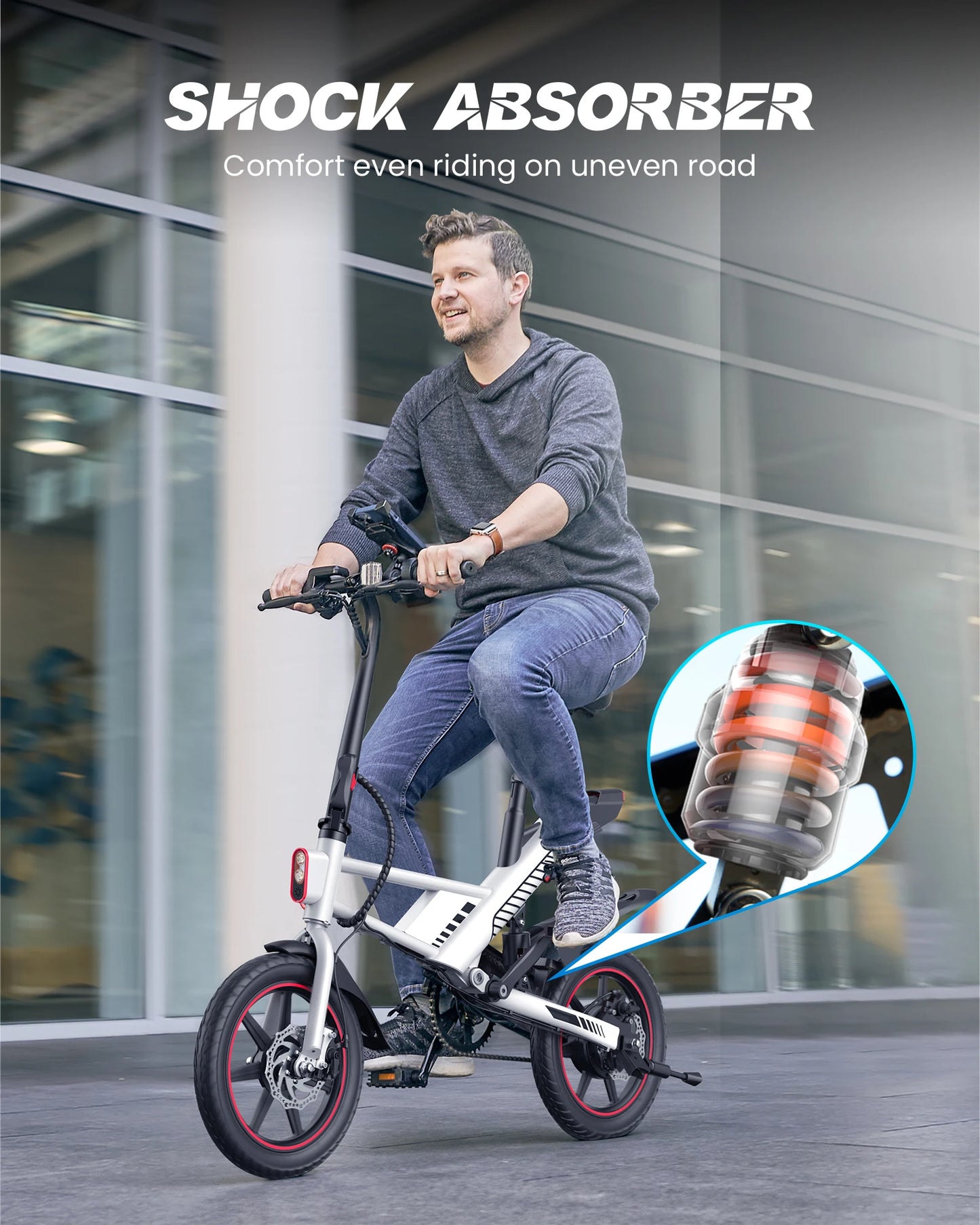 14" Ebike 450W Electric Bike,Adults, 18.6MPH 3 Riding Modes Mini , 36V 10AH Battery UL2849