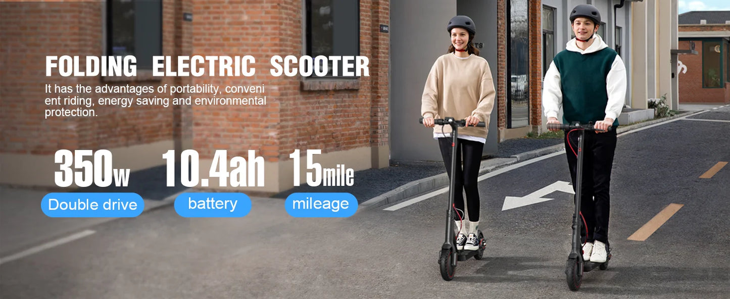 350W Foldable Electric Scooter Adults Teens,Explosion-proof Tires,Dual Brake System,Lightweight