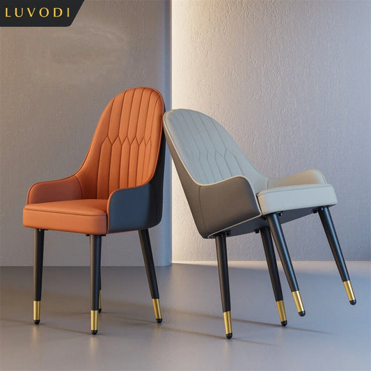Leather Dining Chairs, Arms Modern Kitchen Dining Room Chairs, Metal legs,kitchen, apts