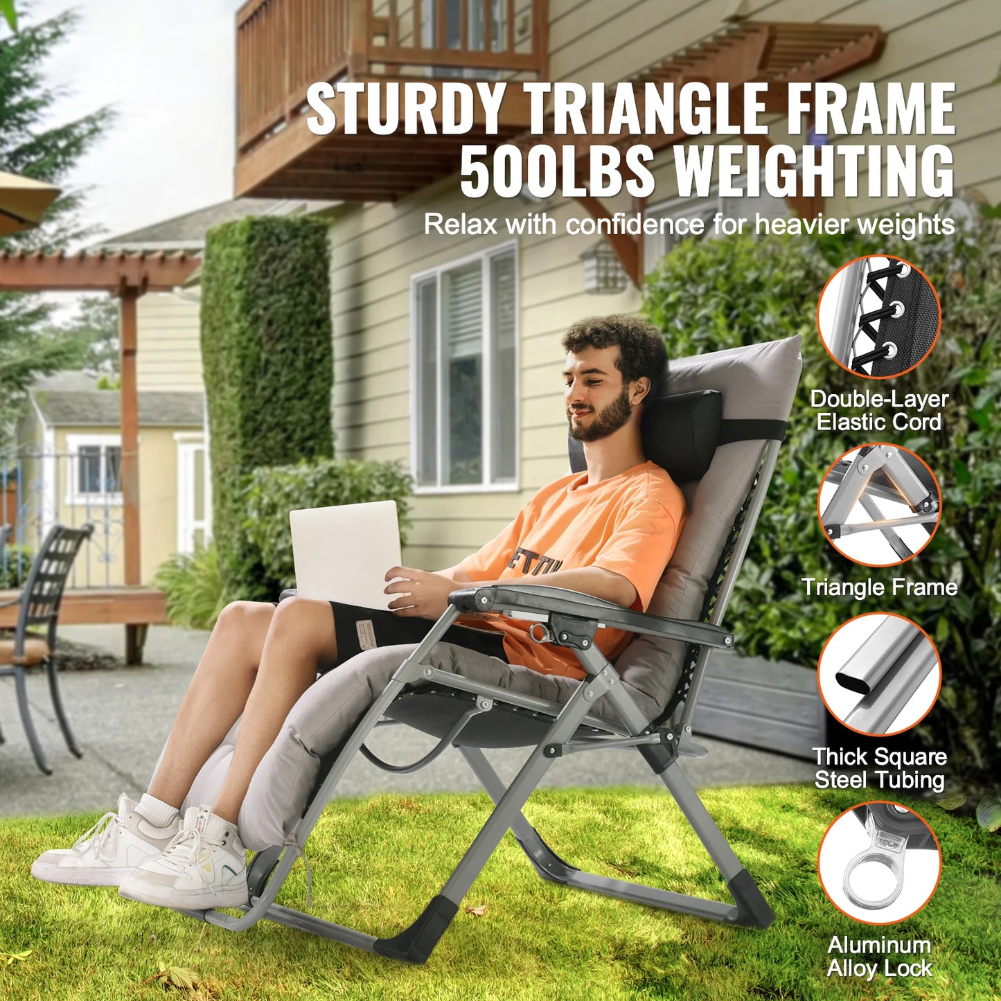 Zero Gravity Chair/Recliner Adjustable Anti Gravity with Cushion Footrest and Cupholder