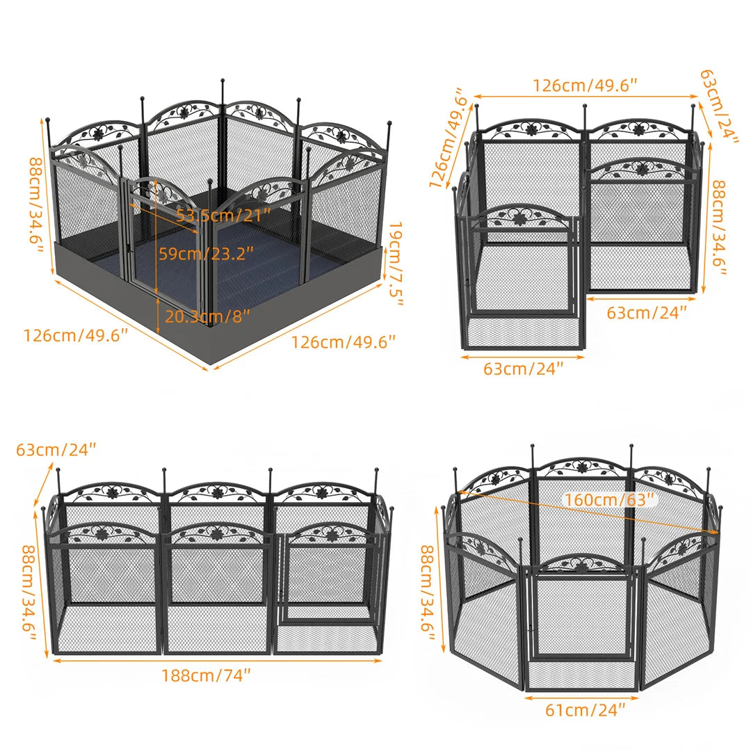 8 Panels, Heavy Duty Dog Playpen Outdoor Indoor Metal Fence,Waterproof Fertility Pad
