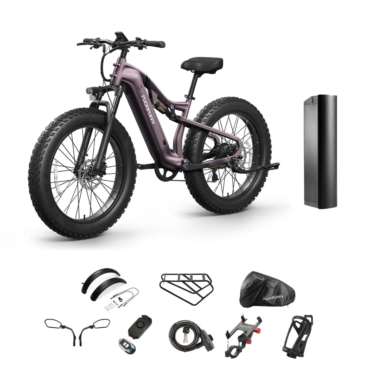 PUCKIPUPPY Lab-pro E-Bike 26" Fat Tire Full Suspension Mountain1350W 48V 20AH Ebike 2-Yr Warranty