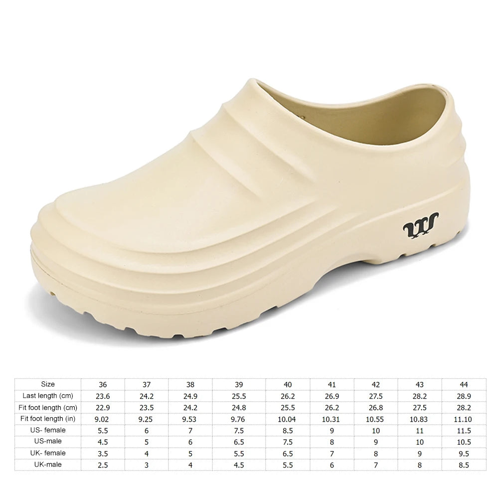 Summer Chef Shoes Thickened Work Loafers Non-slip Warm Lined Fishing Shoes Waterproof Unisex Garden