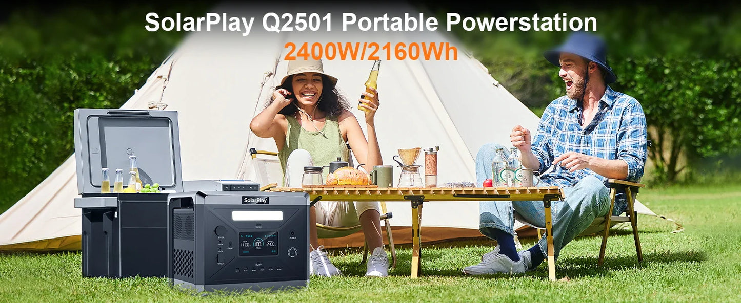 2400W/2160Wh Power Energy Stations Q2501 Rechargeable Batteries Solar Panels 200W FoldableOutdoor