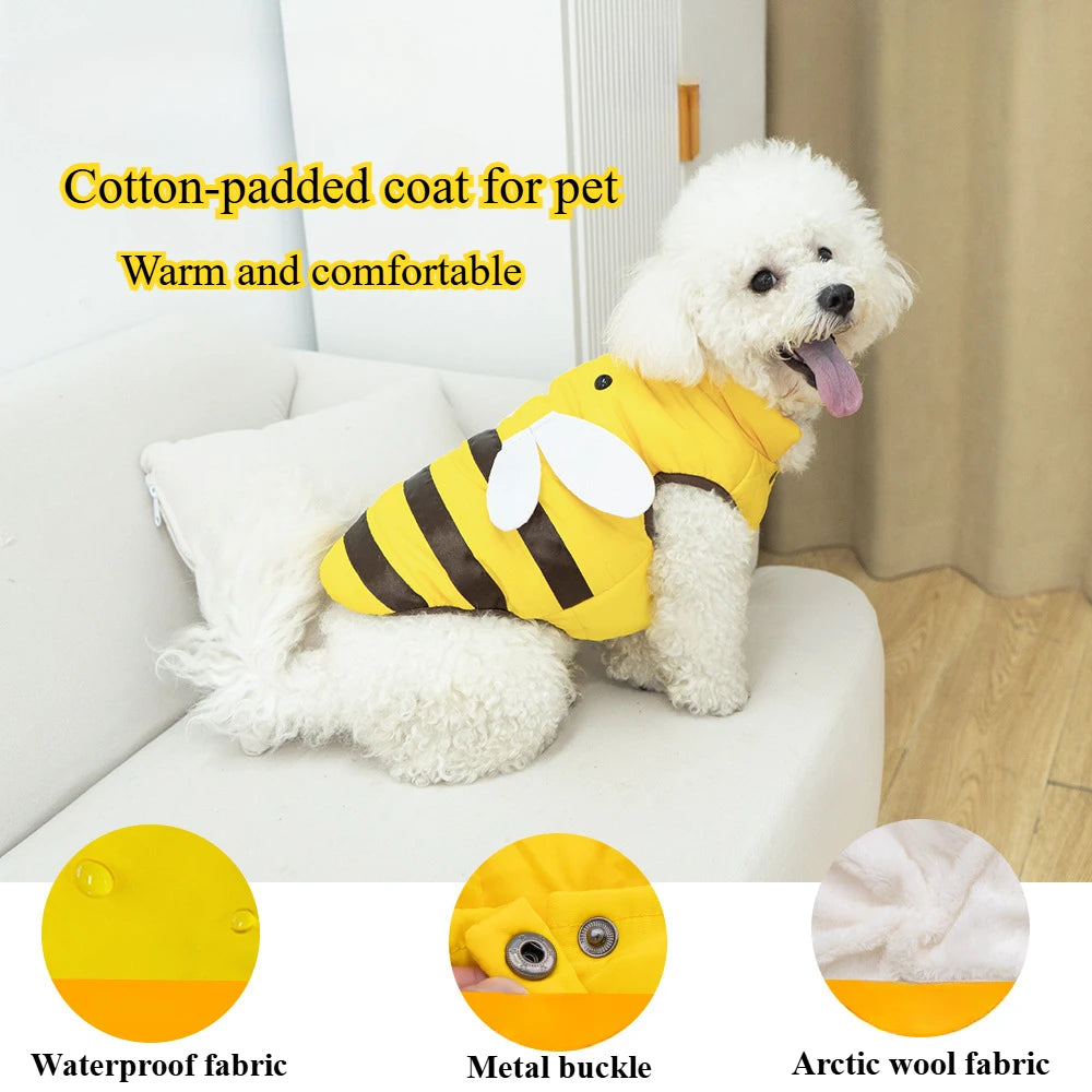 Dog clothes cat clothes bee four seasons warm pet waterproof clothes