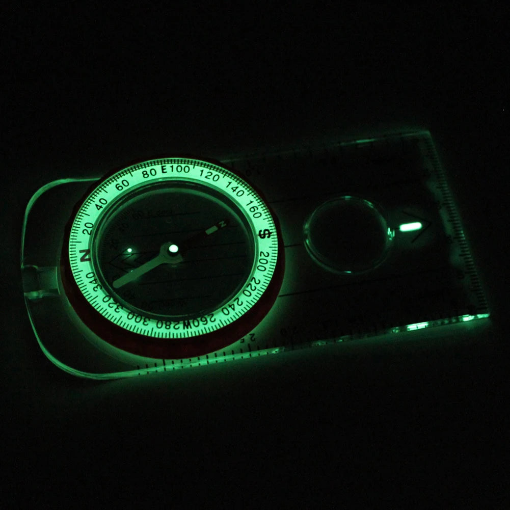 2-5PCS Luminous  Compass Shockproof Waterproof Travel Tools High Accuracy, Magnifier for Survival